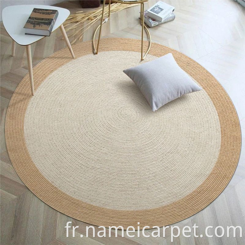 White Natural Jute Hemp Braided Woven Round Carpet Area Rug Floor Mats 373